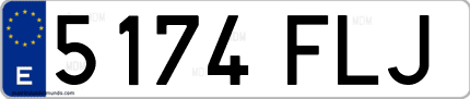 Ejemplo de matrícula de coche ordinaria 5174 FLJ