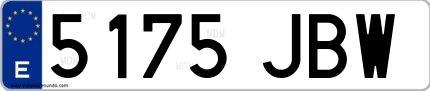 Ejemplo de matrícula española 5175 JBW