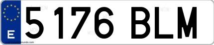 Ejemplo de matrícula española 5176 BLM