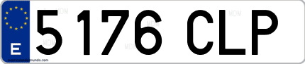 Ejemplo de matrícula de coche ordinaria 5176 CLP