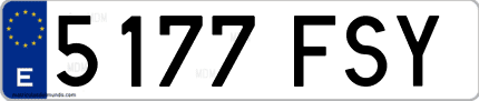 Ejemplo de matrícula de coche ordinaria 5177 FSY