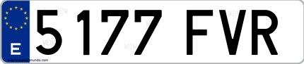 Ejemplo de matrícula española 5177 FVR