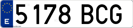 Ejemplo de matrícula de coche ordinaria 5178 BCG