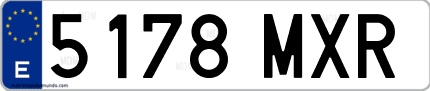 Ejemplo de matrícula de coche ordinaria 5178 MXR