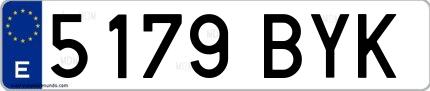 Ejemplo de matrícula española 5179 BYK
