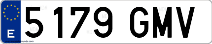Ejemplo de matrícula de coche ordinaria 5179 GMV