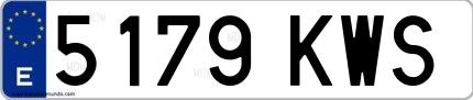 Ejemplo de matrícula española 5179 KWS