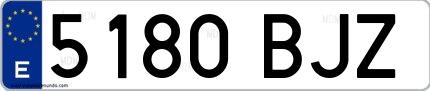 Ejemplo de matrícula española 5180 BJZ