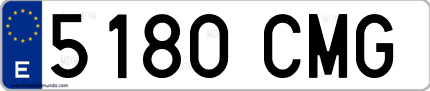 Ejemplo de matrícula de coche ordinaria 5180 CMG
