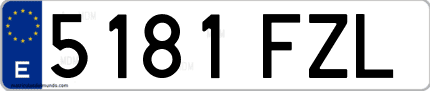 Ejemplo de matrícula de coche ordinaria 5181 FZL