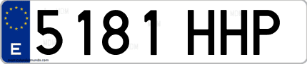 Ejemplo de matrícula de coche ordinaria 5181 HHP