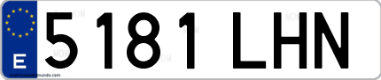 Ejemplo de matrícula de coche ordinaria 5181 LHN