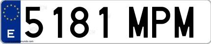 Ejemplo de matrícula española 5181 MPM