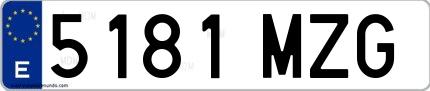 Ejemplo de matrícula española 5181 MZG