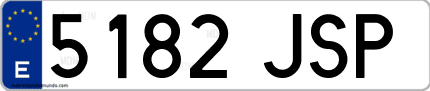 Ejemplo de matrícula de coche ordinaria 5182 JSP
