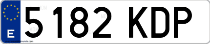 Ejemplo de matrícula de coche ordinaria 5182 KDP