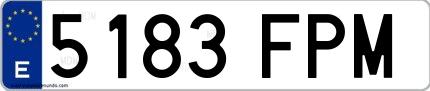 Ejemplo de matrícula española 5183 FPM