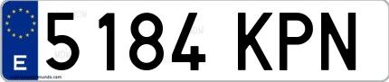 Ejemplo de matrícula española 5184 KPN