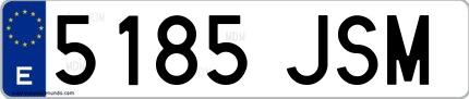 Ejemplo de matrícula española 5185 JSM