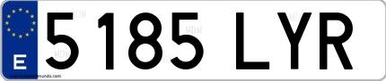 Ejemplo de matrícula española 5185 LYR