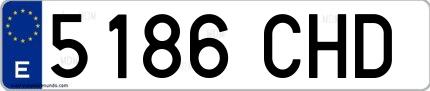 Ejemplo de matrícula española 5186 CHD
