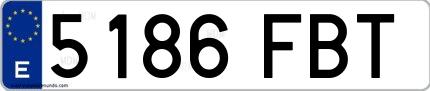 Ejemplo de matrícula española 5186 FBT
