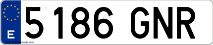 Ejemplo de matrícula de coche ordinaria 5186 GNR