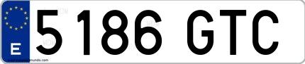 Ejemplo de matrícula española 5186 GTC