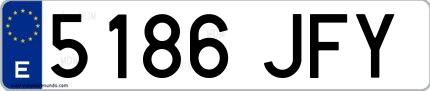 Ejemplo de matrícula española 5186 JFY