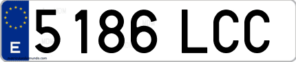 Ejemplo de matrícula de coche ordinaria 5186 LCC