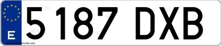Ejemplo de matrícula española 5187 DXB