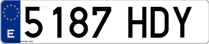 Ejemplo de matrícula de coche ordinaria 5187 HDY