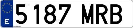 Ejemplo de matrícula española 5187 MRB