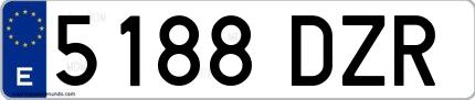 Ejemplo de matrícula española 5188 DZR