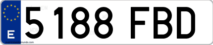 Ejemplo de matrícula de coche ordinaria 5188 FBD