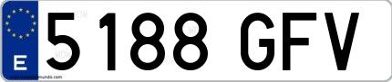 Ejemplo de matrícula española 5188 GFV