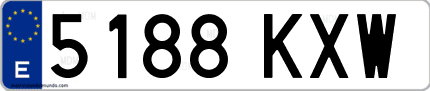 Ejemplo de matrícula de coche ordinaria 5188 KXW