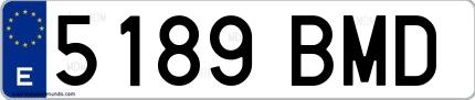 Ejemplo de matrícula española 5189 BMD