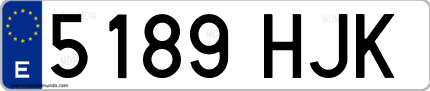 Ejemplo de matrícula de coche ordinaria 5189 HJK