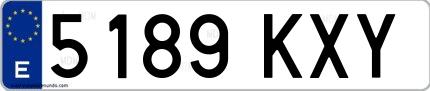 Ejemplo de matrícula española 5189 KXY