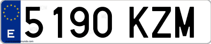 Ejemplo de matrícula de coche ordinaria 5190 KZM