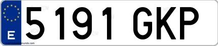 Ejemplo de matrícula española 5191 GKP