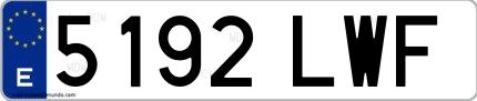 Ejemplo de matrícula española 5192 LWF