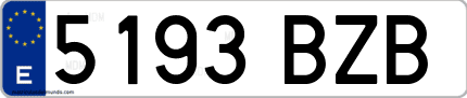 Ejemplo de matrícula de coche ordinaria 5193 BZB