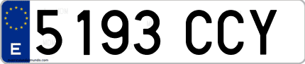 Ejemplo de matrícula de coche ordinaria 5193 CCY