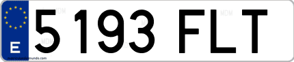 Ejemplo de matrícula de coche ordinaria 5193 FLT