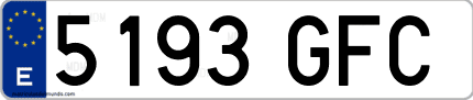 Ejemplo de matrícula de coche ordinaria 5193 GFC