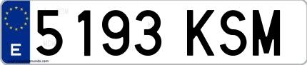 Ejemplo de matrícula española 5193 KSM