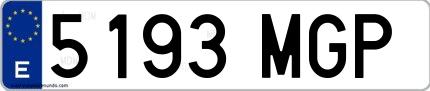 Ejemplo de matrícula española 5193 MGP