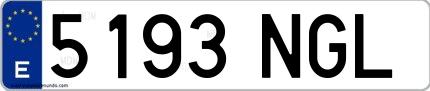 Ejemplo de matrícula española 5193 NGL